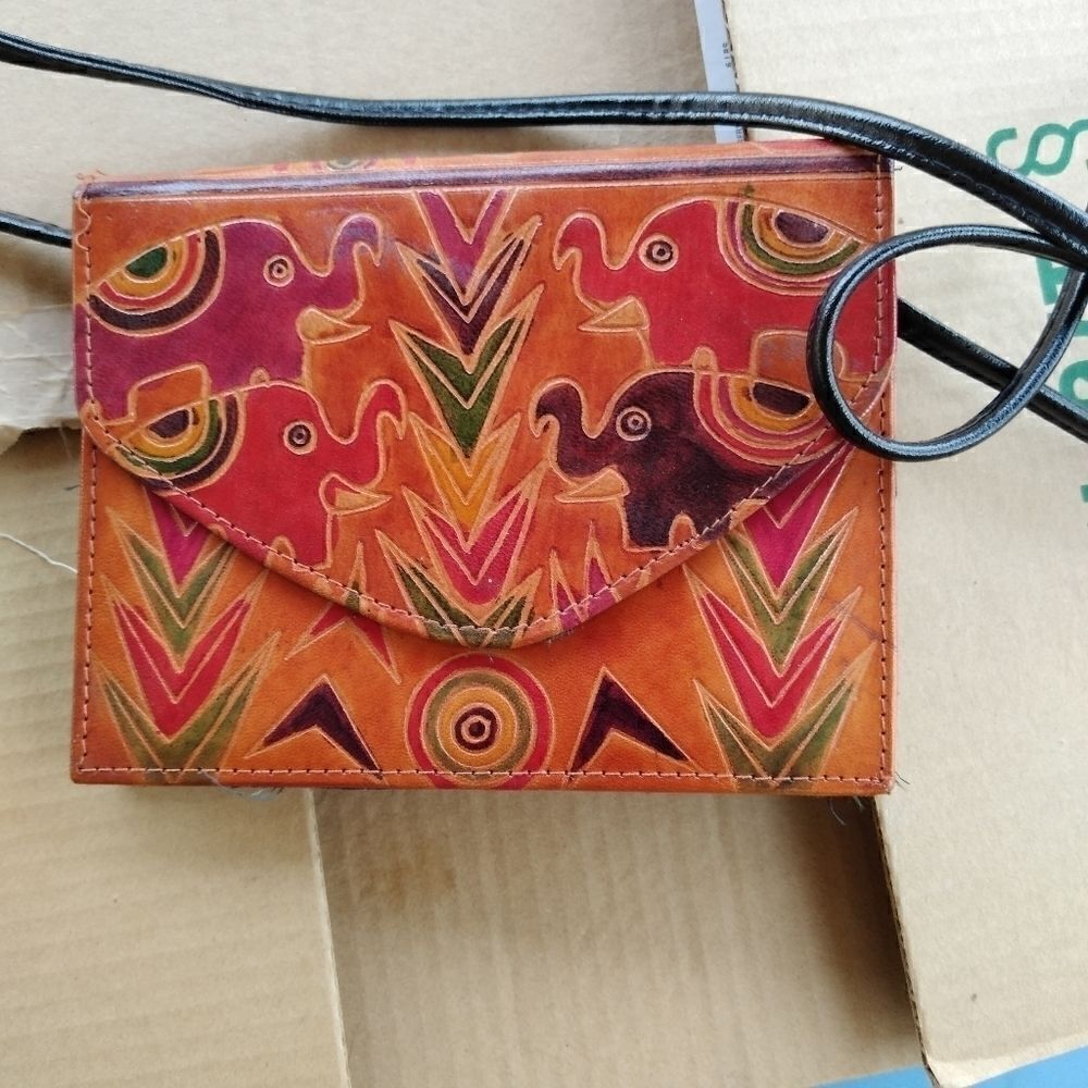 Vintage Hand painted leather purse